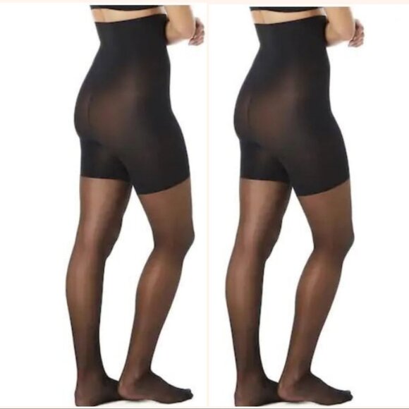 LOT OF 2 Spanx High Waist Shaping Sheers Size D Black Sheer Control Top - Picture 2 of 7